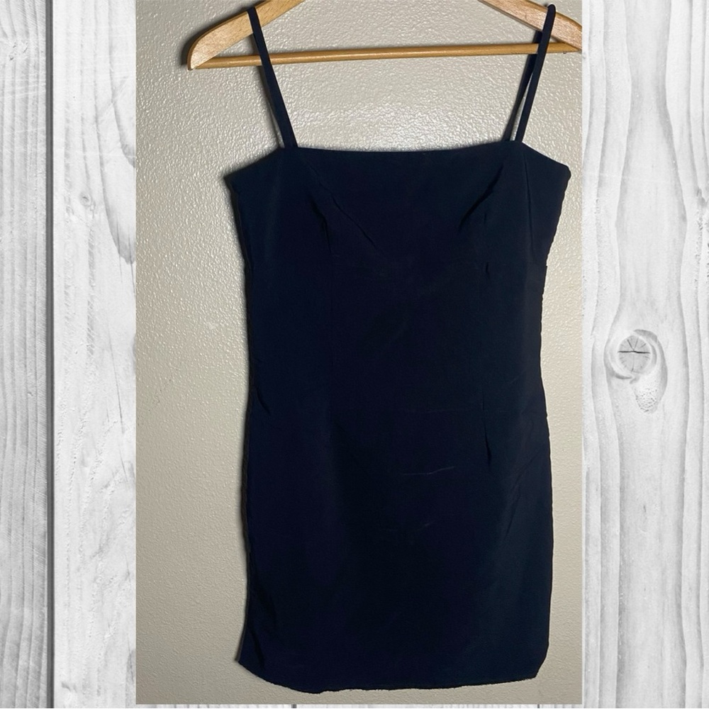 90s preppy vintage black Spaghetti Strap Mini Dress size‎ 9 made in the USA